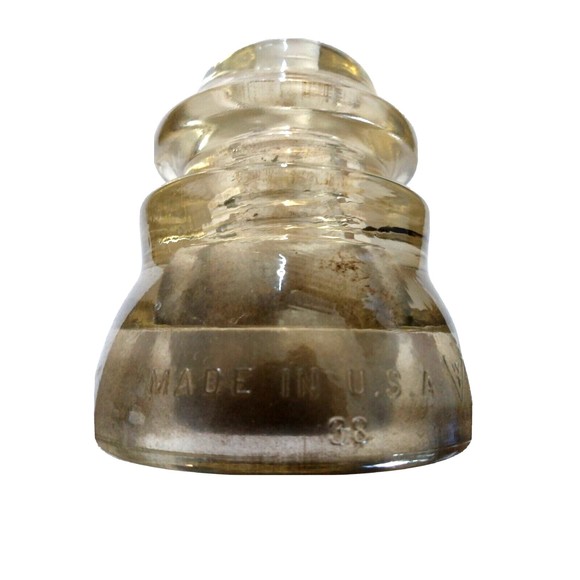 Vintage "WHITALL 45"  CD-155 glass insulator, clear, Pre-Drilled 3/8 hole in top - Picture 3 of 7